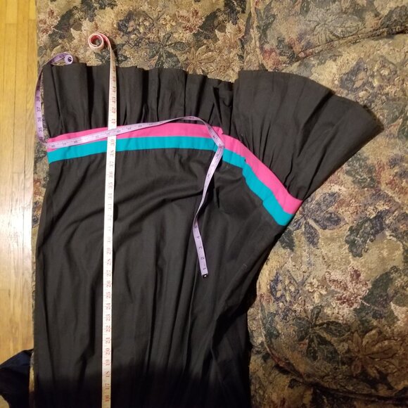 Rare, vintage, Aztec, SW dress, M, L, long, loose flowing or belt, black cotton - Picture 8 of 9